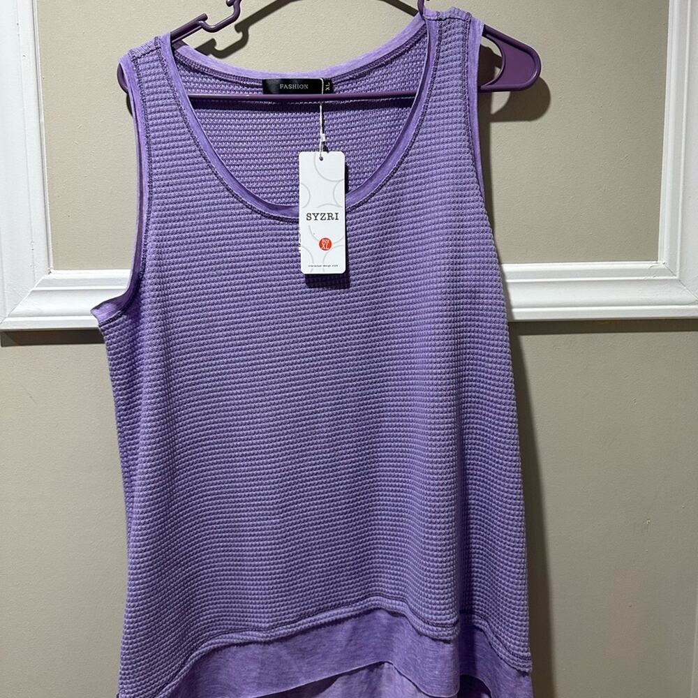 Vibrant Purple Ribbed Asymmetrical Tank Top